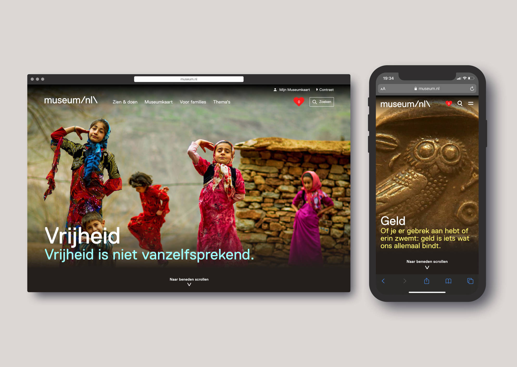 Website desktop and mobile museum.nl design by Fabrique