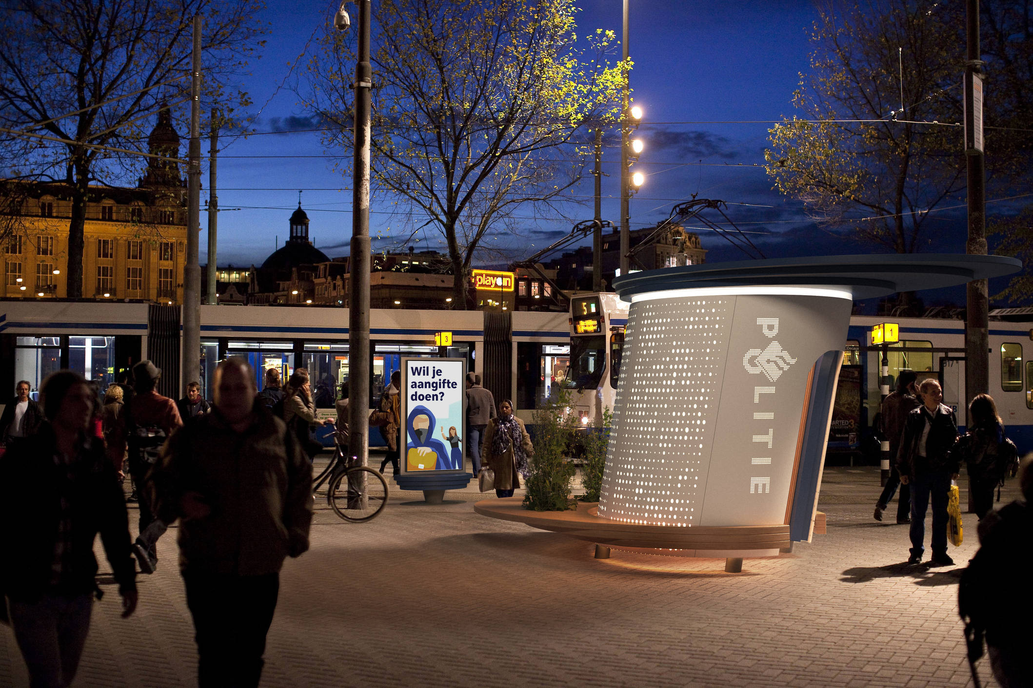 Night shot Politiekiosk
