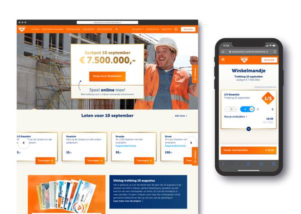 Staatsloterij schermen mobile and desktop