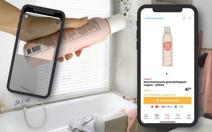 Shampoo bijbestellen via HEMA-app met barcode scanner